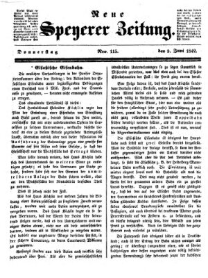 Neue Speyerer Zeitung Donnerstag 9. Juni 1842