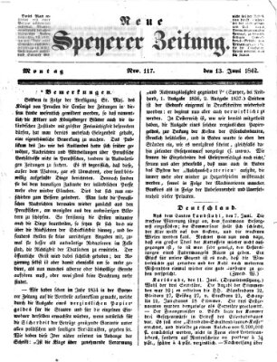 Neue Speyerer Zeitung Montag 13. Juni 1842