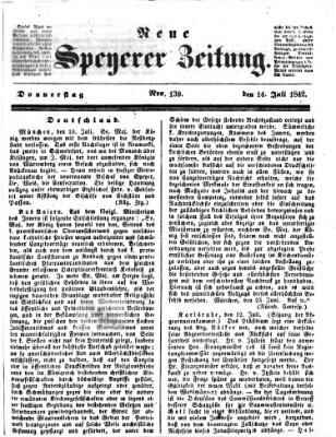 Neue Speyerer Zeitung Donnerstag 14. Juli 1842