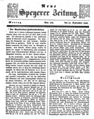 Neue Speyerer Zeitung Montag 12. September 1842