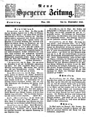 Neue Speyerer Zeitung Samstag 24. September 1842