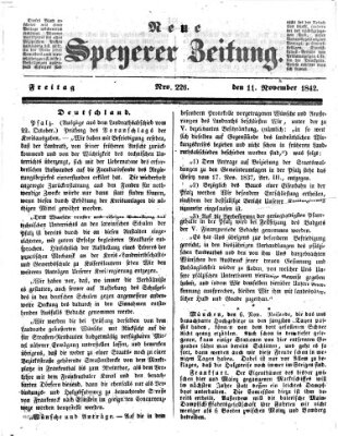 Neue Speyerer Zeitung Freitag 11. November 1842
