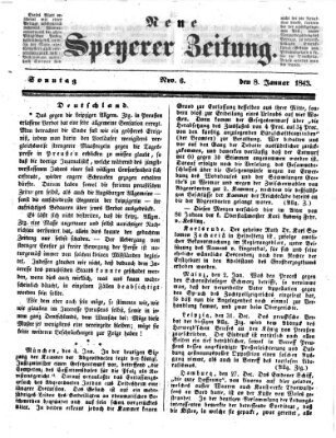 Neue Speyerer Zeitung Sonntag 8. Januar 1843
