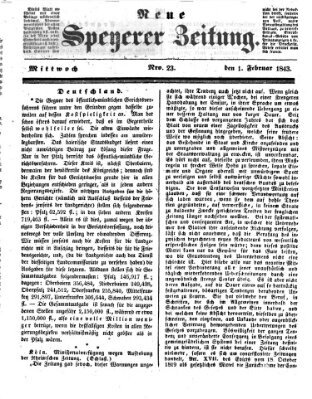 Neue Speyerer Zeitung Mittwoch 1. Februar 1843