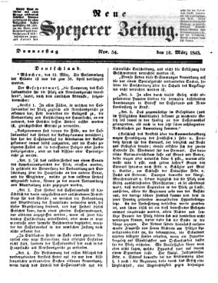Neue Speyerer Zeitung Donnerstag 16. März 1843