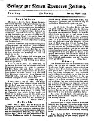 Neue Speyerer Zeitung Freitag 28. April 1843