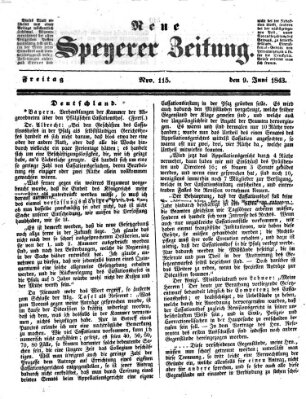 Neue Speyerer Zeitung Freitag 9. Juni 1843