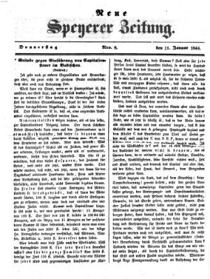 Neue Speyerer Zeitung Donnerstag 11. Januar 1844