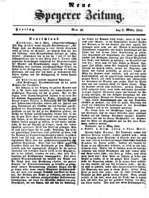 Neue Speyerer Zeitung Freitag 8. März 1844
