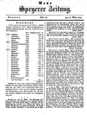 Neue Speyerer Zeitung Sonntag 17. März 1844