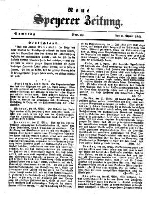 Neue Speyerer Zeitung Samstag 6. April 1844