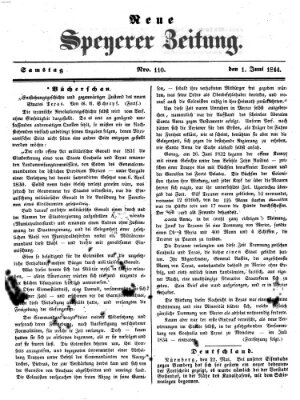 Neue Speyerer Zeitung Samstag 1. Juni 1844