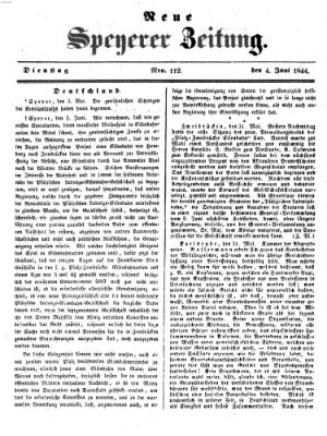 Neue Speyerer Zeitung Dienstag 4. Juni 1844
