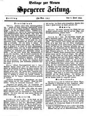 Neue Speyerer Zeitung Freitag 7. Juni 1844