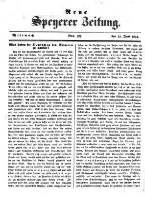 Neue Speyerer Zeitung Mittwoch 19. Juni 1844