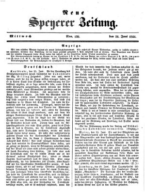 Neue Speyerer Zeitung Mittwoch 26. Juni 1844