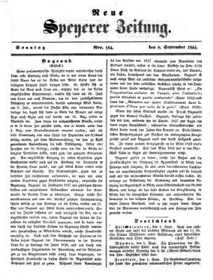 Neue Speyerer Zeitung Sonntag 8. September 1844