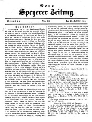 Neue Speyerer Zeitung Sonntag 13. Oktober 1844