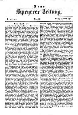 Neue Speyerer Zeitung Freitag 25. Januar 1850