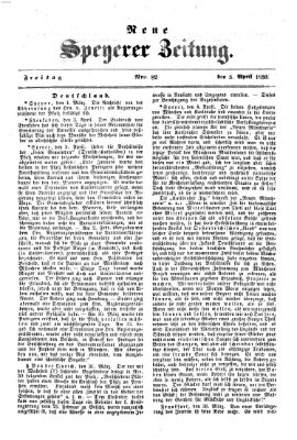 Neue Speyerer Zeitung Freitag 5. April 1850