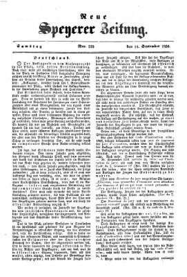 Neue Speyerer Zeitung Samstag 14. September 1850