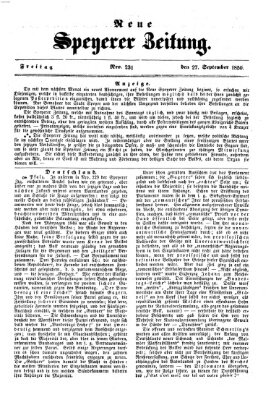 Neue Speyerer Zeitung Freitag 27. September 1850