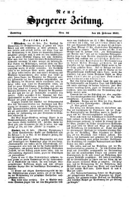 Neue Speyerer Zeitung Samstag 22. Februar 1851