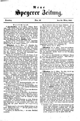 Neue Speyerer Zeitung Sonntag 16. März 1851