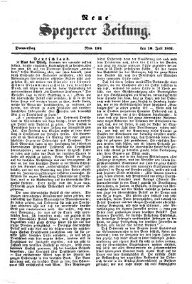 Neue Speyerer Zeitung Donnerstag 10. Juli 1851