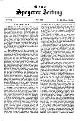 Neue Speyerer Zeitung Sonntag 10. August 1851