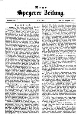Neue Speyerer Zeitung Donnerstag 14. August 1851