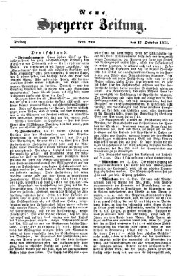 Neue Speyerer Zeitung Freitag 17. Oktober 1851