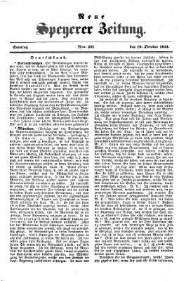 Neue Speyerer Zeitung Sonntag 19. Oktober 1851