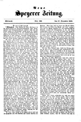 Neue Speyerer Zeitung Mittwoch 17. Dezember 1851