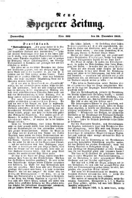 Neue Speyerer Zeitung Donnerstag 18. Dezember 1851