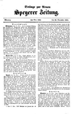 Neue Speyerer Zeitung Montag 22. Dezember 1851