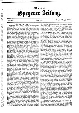 Neue Speyerer Zeitung Freitag 6. August 1852