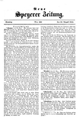 Neue Speyerer Zeitung Sonntag 22. August 1852