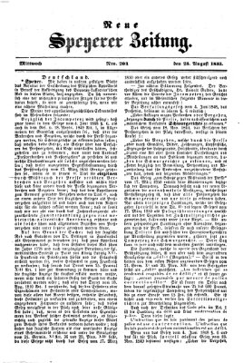 Neue Speyerer Zeitung Mittwoch 25. August 1852