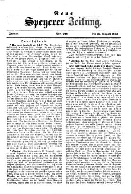Neue Speyerer Zeitung Freitag 27. August 1852