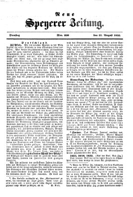 Neue Speyerer Zeitung Dienstag 31. August 1852