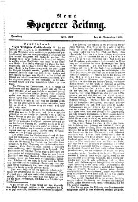 Neue Speyerer Zeitung Samstag 6. November 1852