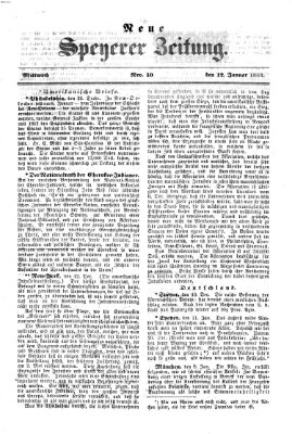 Neue Speyerer Zeitung Mittwoch 12. Januar 1853