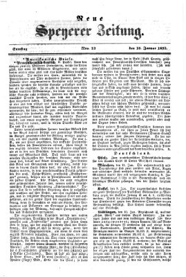 Neue Speyerer Zeitung Samstag 15. Januar 1853