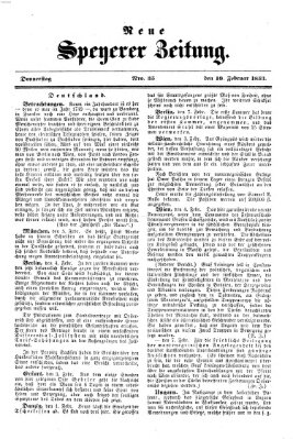 Neue Speyerer Zeitung Donnerstag 10. Februar 1853
