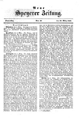 Neue Speyerer Zeitung Donnerstag 10. März 1853