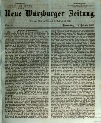 Neue Würzburger Zeitung Donnerstag 13. Februar 1840