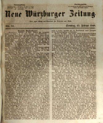 Neue Würzburger Zeitung Sonntag 23. Februar 1840