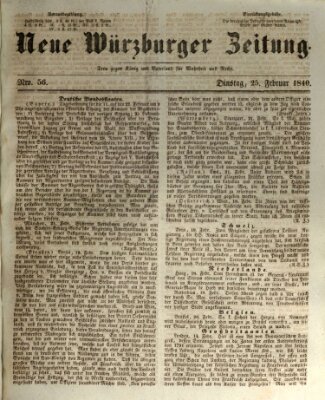 Neue Würzburger Zeitung Dienstag 25. Februar 1840