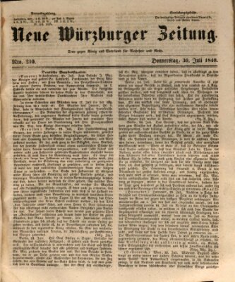 Neue Würzburger Zeitung Donnerstag 30. Juli 1840